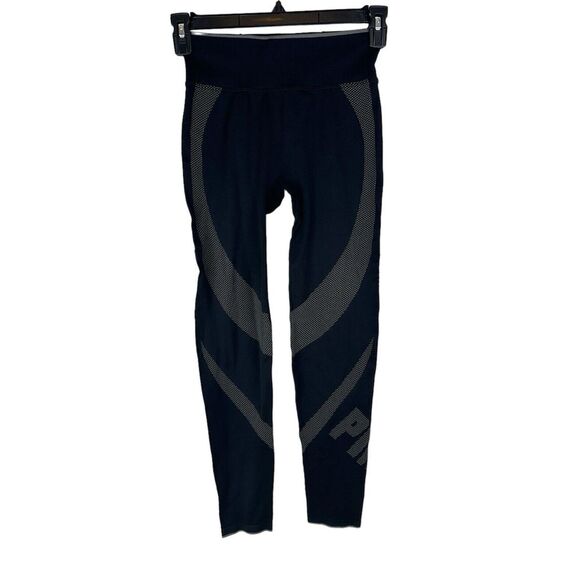 Victoria Secrets‎ Pink Leggings Women's Medium Activewear Gym Logo Black - Picture 1 of 9